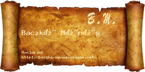 Baczkó Ménás névjegykártya